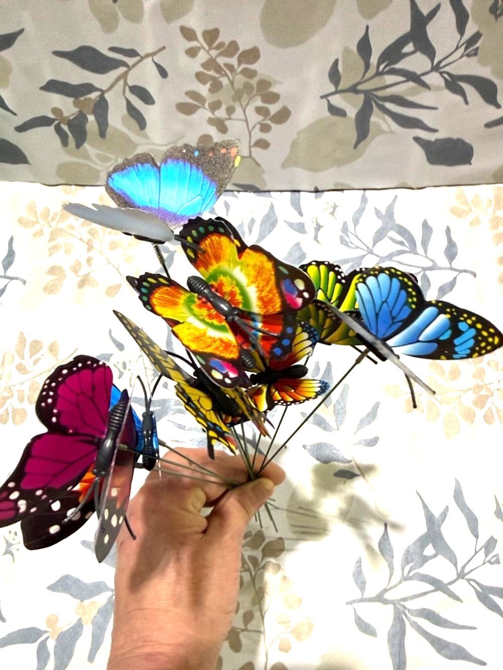 10 Colorful Butterfly Floral Picks - Assorted Bright Colors - Picture 3 of 6